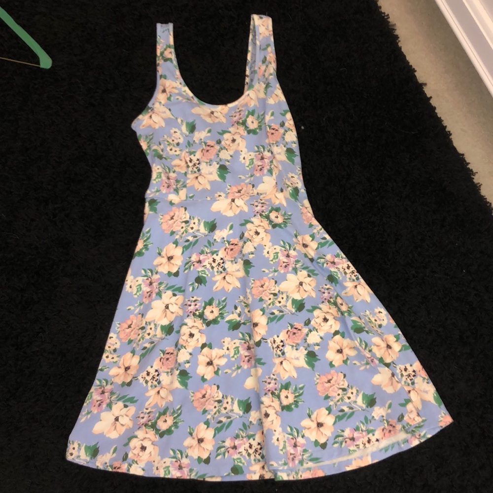 Floral baby blue skater dress